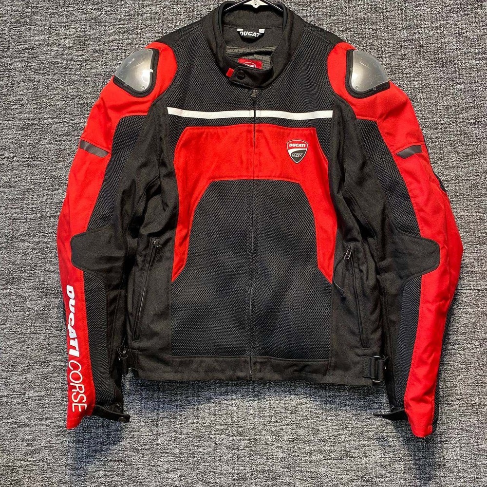 Ducati Corse Textile Mesh Motorcycle Jacket Mens XL Red Black Biker Racing Gear